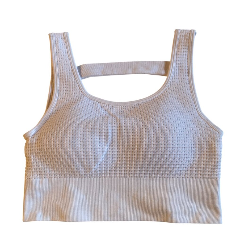 Yogalicious White Waffle Seamless Melanie Bra XL NWOT